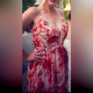 Red Rose and Cream Mesh Windsor Dress